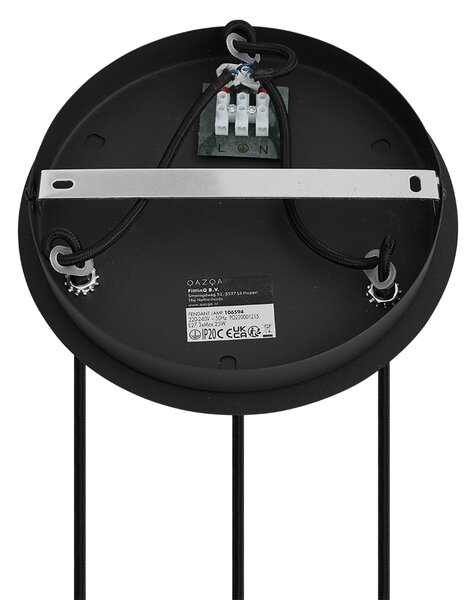Lampadario Art Déco nero con vetro fumé rotondo 3 luci - VIDRO