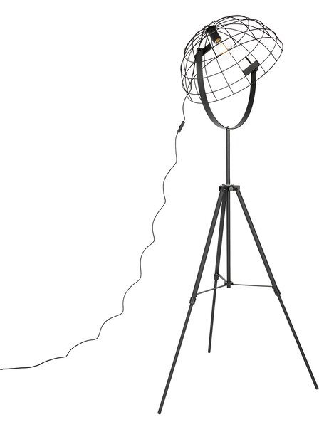 Lampada da terra a treppiede industriale nera 50 cm regolabile - Hanze
