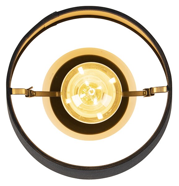 Plafoniera con paralume in cotone nero con oro 20 cm - Combi Black
