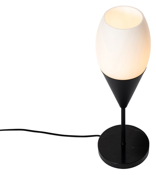 Lampada da tavolo moderna nera con vetro opalino - Drop