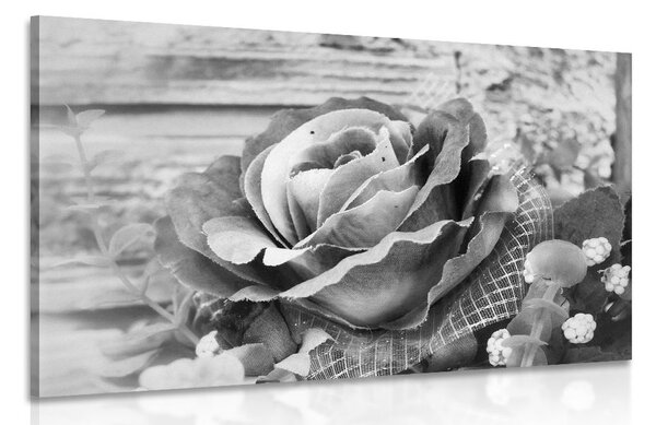 Quadro su tela – Rose vintage in bianco e nero
