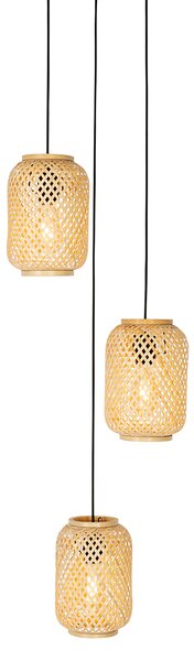 Lampadario orientale in bambù a 3 luci - Yvonne