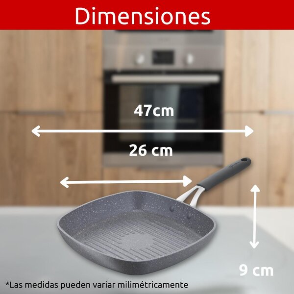 LAGOSTINA Bistecchiera Induzione Antiaderente in Alluminio colore Grigio 26 x 26 cm Tempra Mineral