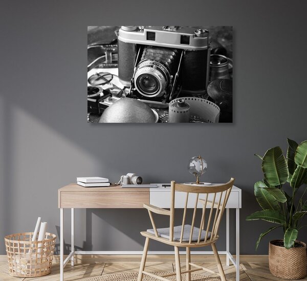 Stampa su tela – Fotocamera antica in bianco e nero