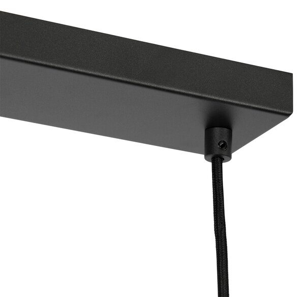 Lampada a sospensione moderna nera con vetro opalino 4 luci - Drop