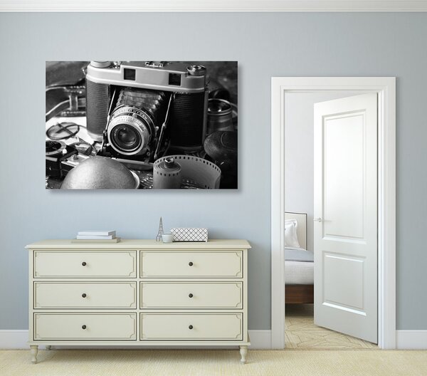 Stampa su tela – Fotocamera antica in bianco e nero