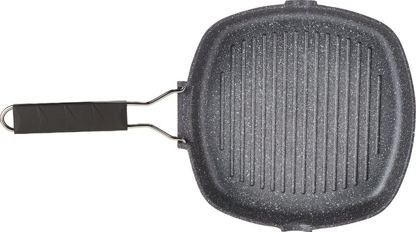 Tognana Bistecchiera Induzione Antiaderente in Alluminio Piastra Rigata 20x20 cm Manico Pieghevole WI758BAAMNF Mythos