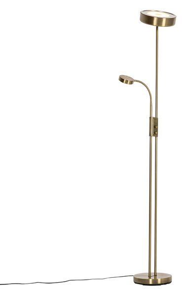 Lampada da terra bronzo con LED e dimmer con lampada da lettura - Kelso