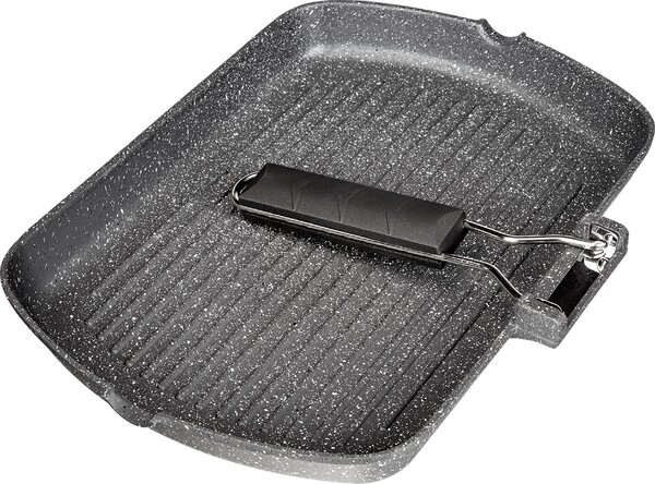 Tognana Bistecchiera Induzione Antiaderente in Alluminio Piastra Rigata 34x24 cm Manico Pieghevole WI758BDAMNF Mythos