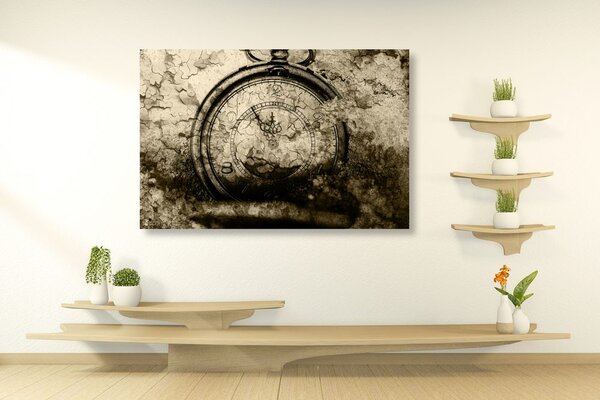 Quadro su tela – Orologi antichi in seppia