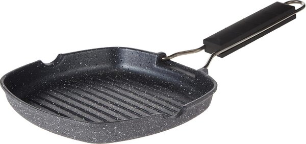 Tognana Bistecchiera Induzione Antiaderente in Alluminio Piastra Rigata 20x20 cm Manico Pieghevole WI758BAAMNF Mythos