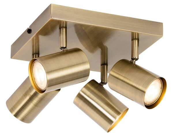 Plafoniera moderna bronzo 4 luci orientabili rettangolare - Jeana