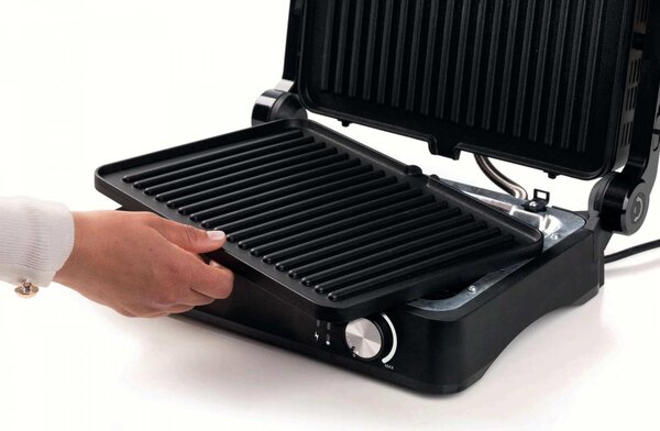 Ariete Bistecchiera Potenza 2000W 3 in 1 con Piastre e Vassoio Anti Goccia Rimovibili colore Nero Inox MetalGrill - 00C193400AR0