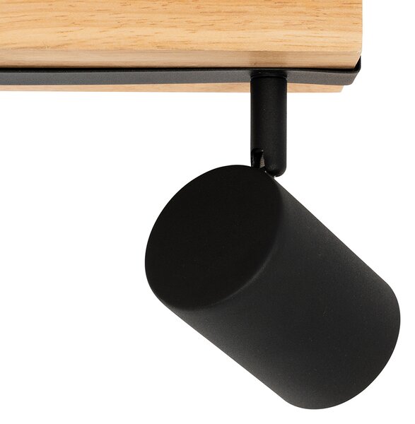 Plafoniera nera con legno 2 luci orientabile rettangolare - Jeana
