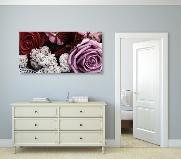 Stampa su tela – Bouquet di rose in stile retrò