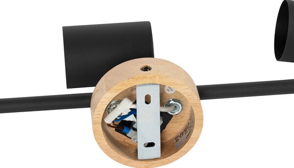 Faretto moderno nero con legno orientabile 3 luci - Jeana