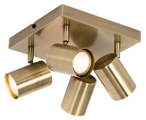 Plafoniera moderna bronzo 4 luci orientabili rettangolare - Jeana