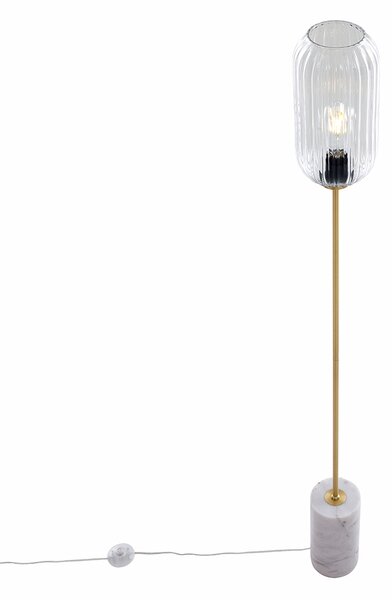 Lampada da terra Art Déco in ottone con vetro trasparente - Rid