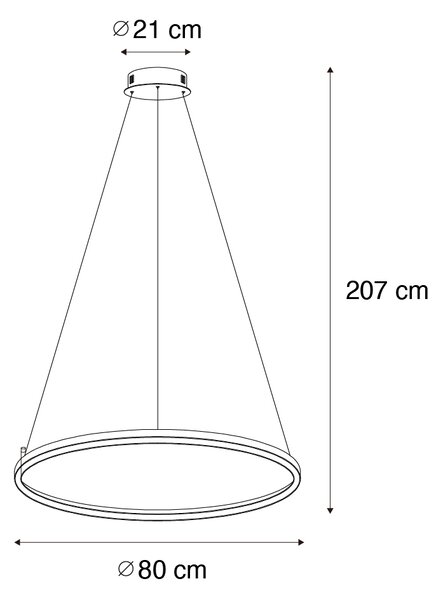 Lampada a sospensione nera 80 cm con LED a 3 livelli di dimmerazione - Girello