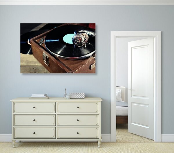 Stampa su tela – Giradischi con disco in vinile