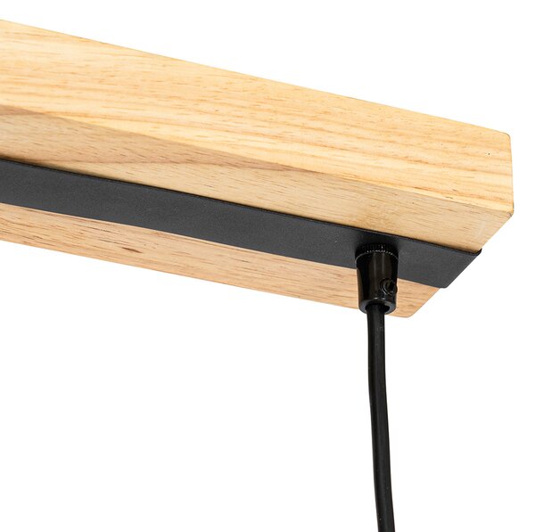 Lampada a sospensione moderna nera con legno 5 luci - Jeana