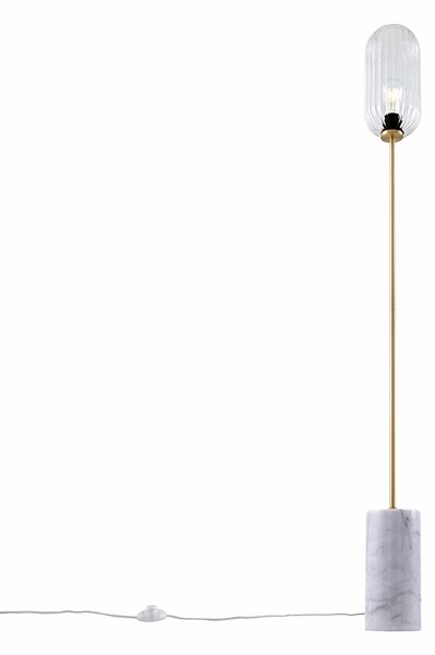 Lampada da terra Art Déco in ottone con vetro trasparente - Rid