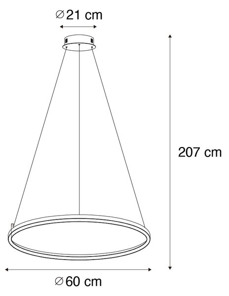 Lampada a sospensione bronzo 60 cm con LED dimmerabile a 3 livelli - Girello