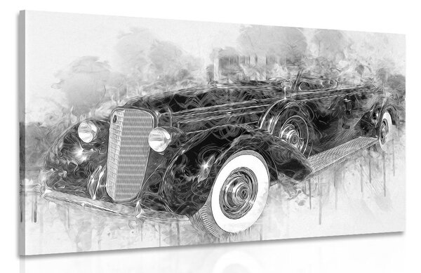 Quadro su tela – Auto retrò storica in bianco e nero
