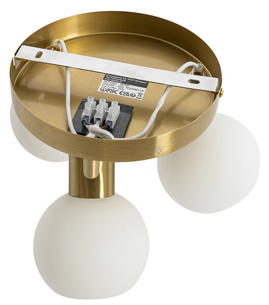 Faretto da soffitto dorato con vetro opalino 3 luci orientabile - Anouk