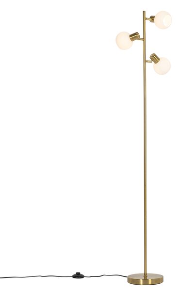 Lampada da terra oro con vetro opalino 3 luci regolabile - Anouk