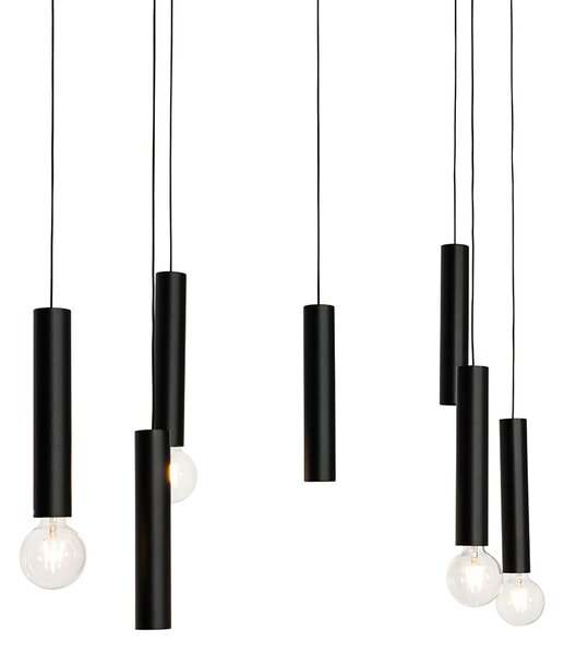 Lampada a sospensione di design ovale nera 7 luci - Tuba