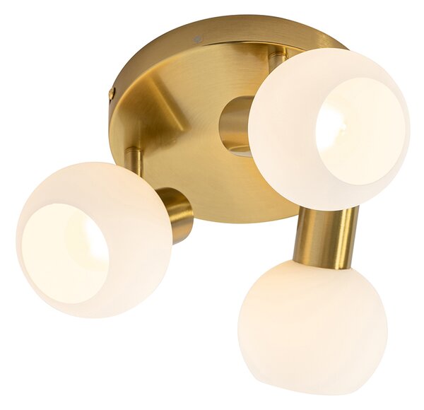 Faretto da soffitto dorato con vetro opalino 3 luci orientabile - Anouk