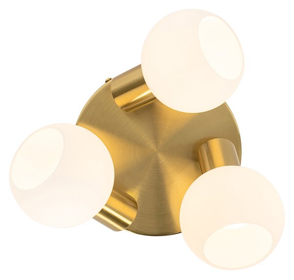 Faretto da soffitto dorato con vetro opalino 3 luci orientabile - Anouk