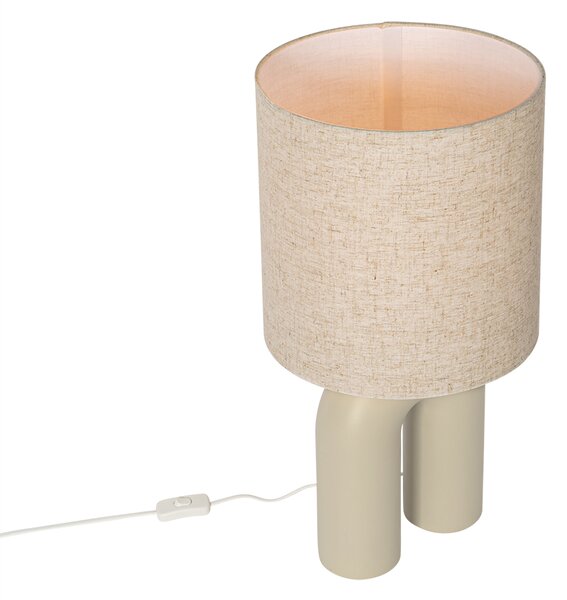 Lampada da tavolo di design beige con paralume in lino beige - Lotti