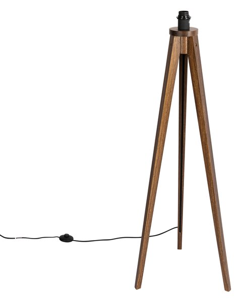 Lampada da terra rustica a treppiede in legno di noce - Tripod Classic