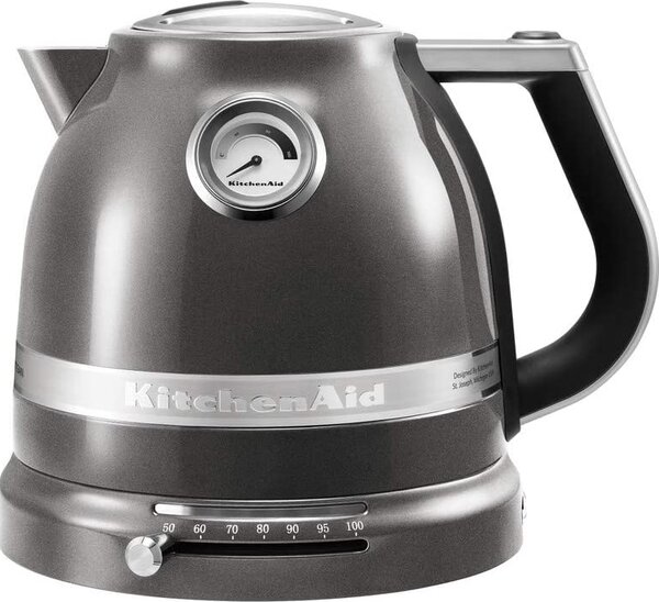 KITCHENAID Bollitore elettrico acqua 1.5 litri Termostato regolabile Senza fili colore Argento - 5KEK1522EMS Artisan