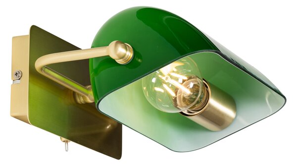 Applique da parete classica in ottone con vetro verde - Banker
