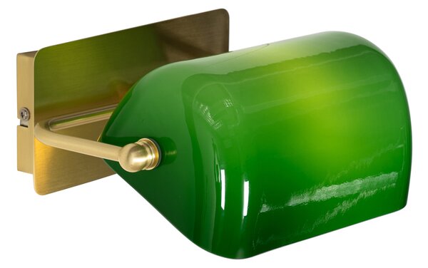 Applique da parete classica in ottone con vetro verde - Banker
