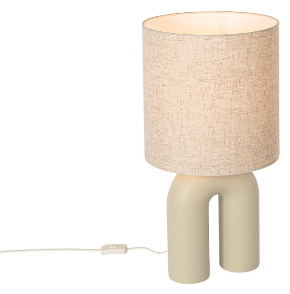 Lampada da tavolo di design beige con paralume in lino beige - Lotti