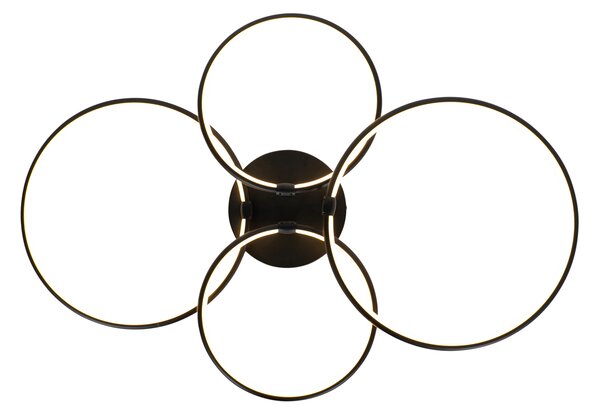 Plafoniera nera con LED dimmerabile a 3 livelli 4 luci - Joaniqa
