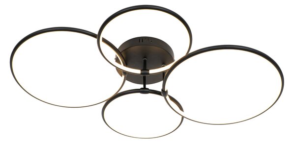 Plafoniera nera con LED dimmerabile a 3 livelli 4 luci - Joaniqa
