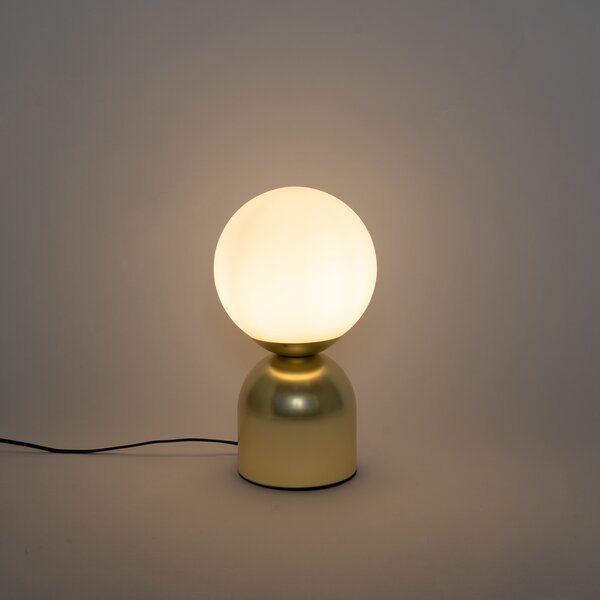 Lampada da tavolo Pallon Trend oro con vetro opalino