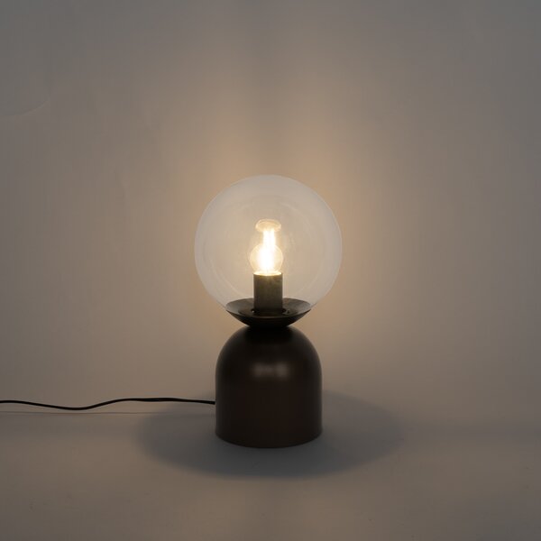 Lampada da tavolo Pallon Trend in bronzo scuro con vetro trasparente
