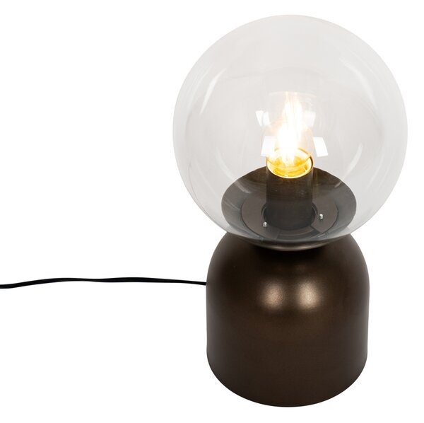 Lampada da tavolo Pallon Trend in bronzo scuro con vetro trasparente