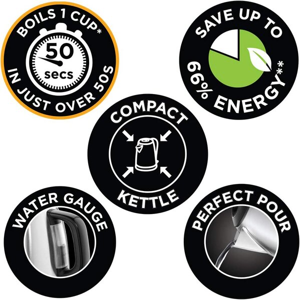 Russell Hobbs Bollitore elettrico acqua Capacit 1 litro Potenza 2400 Watt Acciaio inox Autospegnimento colore Silver - 24991-70 Adventure