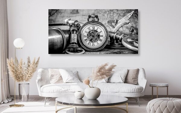 Stampa su tela – Orologi del passato in bianco e nero