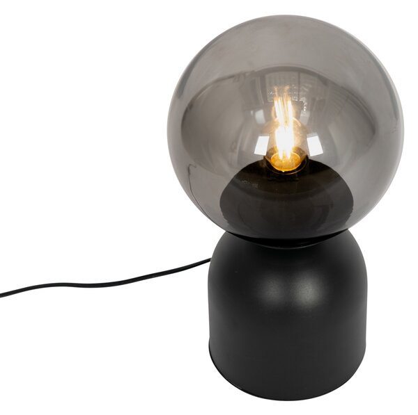 Lampada da tavolo Hotel Chic nera con vetro fumé - Pallon Trend