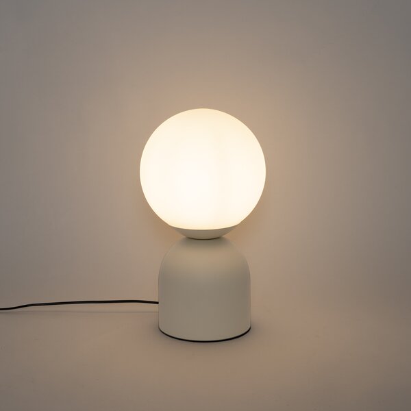 Lampada da tavolo beige con vetro opale - Pallon Trend