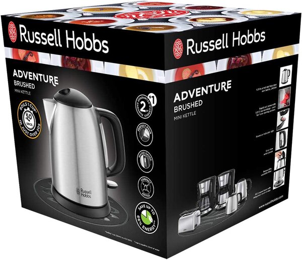 Russell Hobbs Bollitore elettrico acqua Capacit 1 litro Potenza 2400 Watt Acciaio inox Autospegnimento colore Silver - 24991-70 Adventure