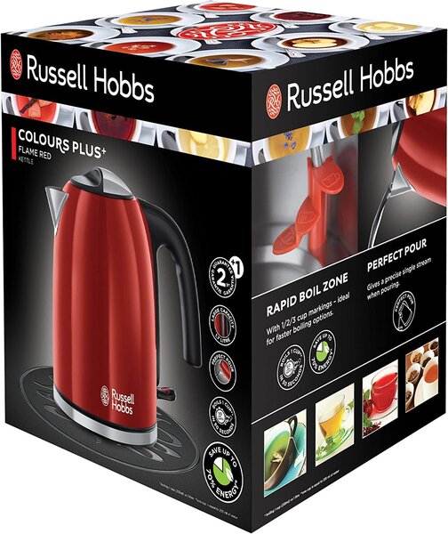 Russell Hobbs Bollitore elettrico Acqua Capacit 1.7 litri Potenza 2400 Watt Acciaio colore Rosso - 20412-70